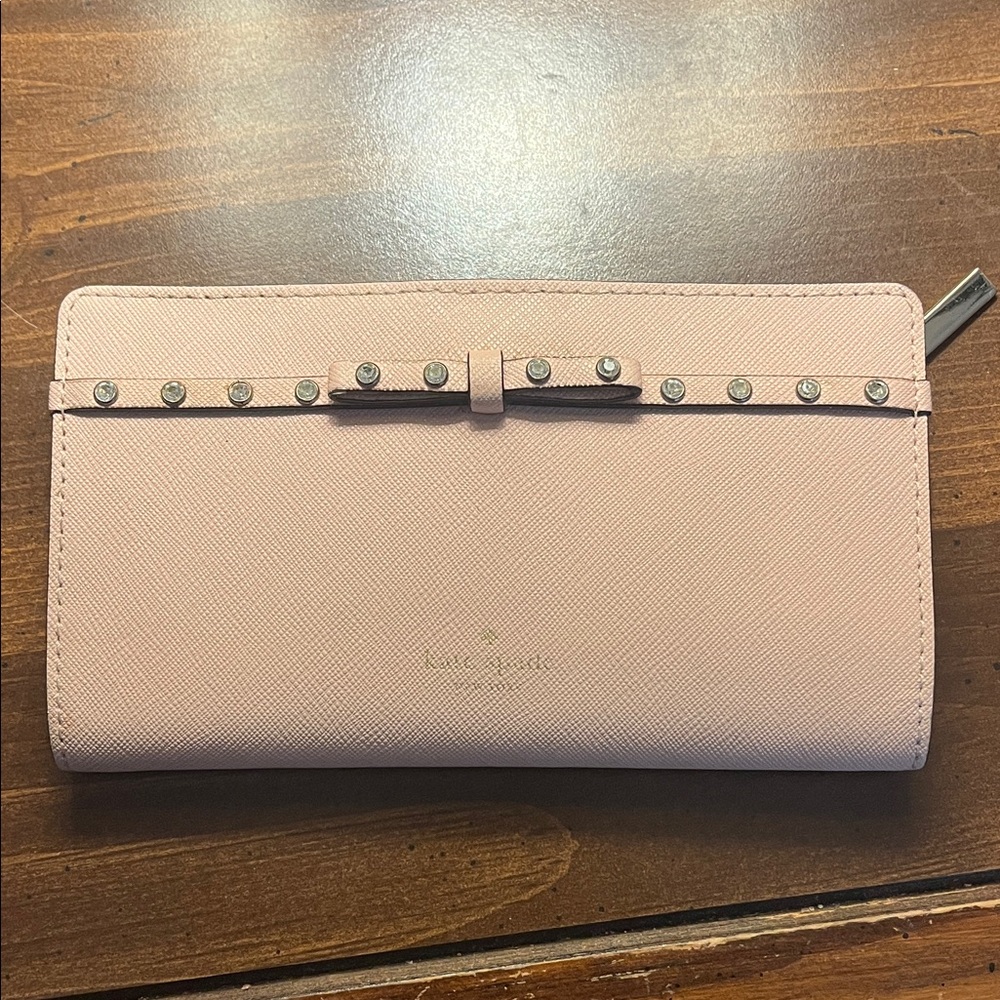 Kate Spade Light Pink Studded Bow Wallet